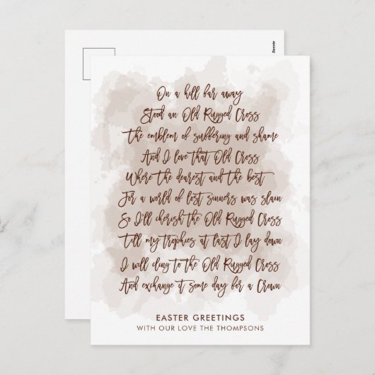 Oude Rugged Cross teksten Stijlvol Script Pasen Feestdagenkaart (Voorkant / Achterkant)