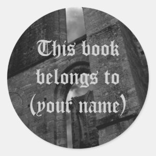 Oude ruïnes boek bord stickers voor jouw naam