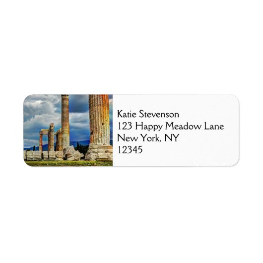 Oude ruïnes in Athene Griekenland Etiket (Voorkant)