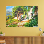 Oude ruïnes met zonovergoten boom - olieverfschild canvas afdruk (Insitu (Woonkamer))