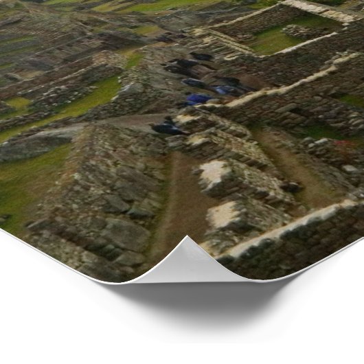 Oude ruïnes van Machu Picchu met Andes Poster (Hoek)