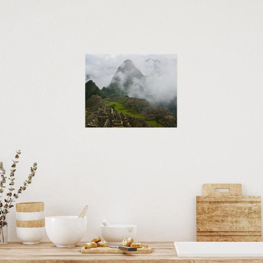 Oude ruïnes van Machu Picchu met Andes Poster (Keuken)