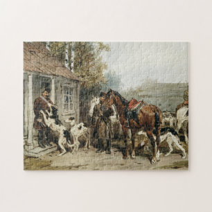 Oude Russische Kunst Borzoi Puzzel