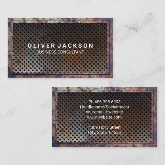 Oude Rusted Metal-rand | Geperforeerd metaal Visitekaartje (Voorkant / Achterkant)