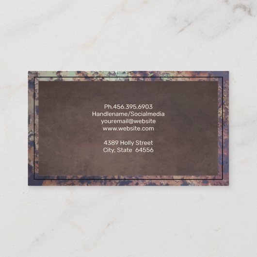 Oude Rusted Metal-rand Visitekaartje (Achterkant)