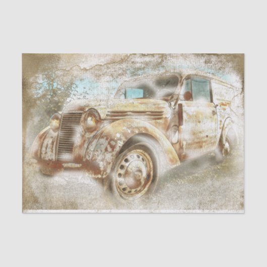 Oude Rusted Renault Juvaquatre Van Decoupage Tissuepapier (Voorkant)