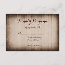 Oude Rustic Barn Wood Country Weddenschap RSVP-kaa