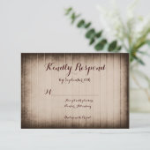 Oude Rustic Barn Wood Country Weddenschap RSVP-kaa RSVP Kaartje (Staand voorkant)