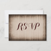 Oude Rustic Barn Wood Country Weddenschap RSVP-kaa RSVP Kaartje (Achterkant)