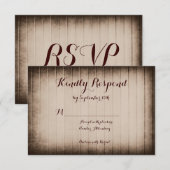 Oude Rustic Barn Wood Country Weddenschap RSVP-kaa RSVP Kaartje (Voorkant / Achterkant)