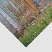 Oude Rustic Shed met een fietsopening op de muur Tissuepapier (Detail)