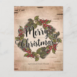 Oude Rustieke Berken Kerstmis Vrolijk Kerstfeest Feestdagenkaart