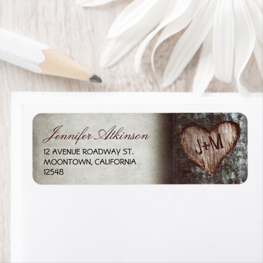 Oude rustieke boom bruiloft retour adres labels (Insitu)