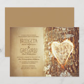 Oude rustieke boom hart verlovingsfeest uitnodigin kaart (Voorkant / Achterkant)