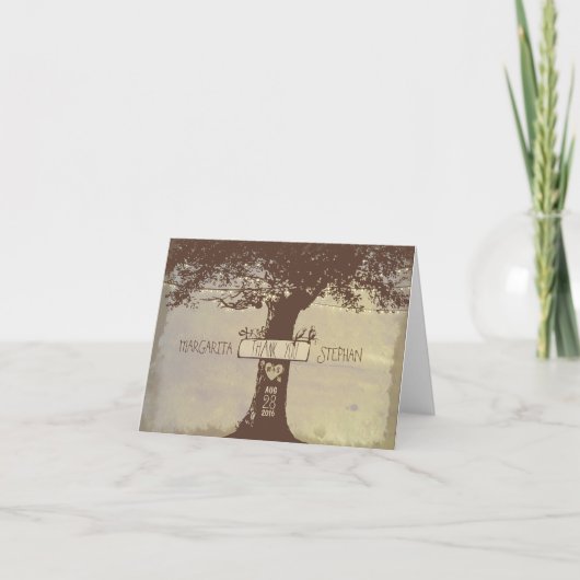 oude rustieke boom leuke kerstverlichting dank je bedankkaart (Voorkant)