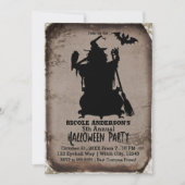 Oude Rustieke Halloween Heksenketel Feest Kaart (Voorkant)
