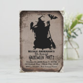 Oude Rustieke Halloween Heksenketel Feest Kaart (Staand voorkant)