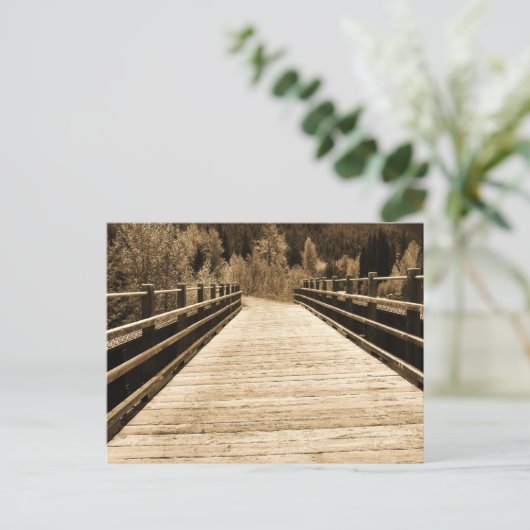 Oude Rustieke Houten Brug Briefkaart (Staand voorkant)