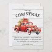 Oude rustieke houten rode auto kerstkaart (Voorkant)