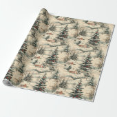 Oude Rustieke Kerstvakantie Cadeaupapier (Uitgerold)