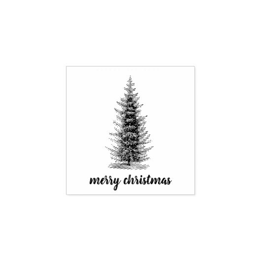 Oude rustieke neutrale spar kerstmis rubberstempel (Afrduk)