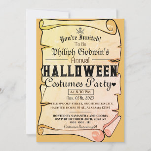 Oude rustieke Piraten Halloween Kostuum Feest Kaart