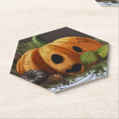 Oude rustieke pompoen spook halloween feest kartonnen onderzetters (Schuin)