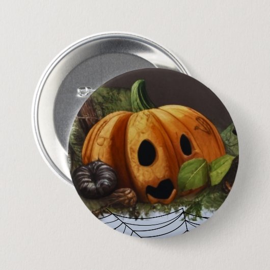 Oude rustieke pompoen spook halloween feest ronde button 7,6 cm (Voorkant /achterkant)