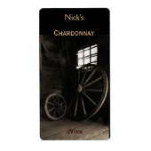 Oude rustieke wielen wijn fles label (Voorkant)