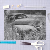 Oude Rustieke Zwarte En Witte Auto Oude Antiek Tissuepapier (Craft)