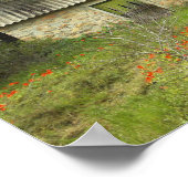 Oude Rustige Stone Cottage Flowers Meadows Poster (Hoek)
