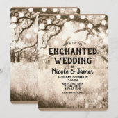 Oude Rustische betoverde boslichten bruiloft Kaart (Voorkant / Achterkant)