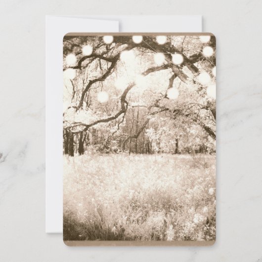 Oude Rustische betoverde boslichten bruiloft Kaart (Achterkant)
