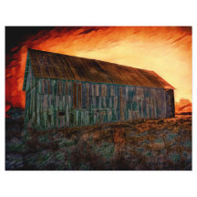 Oude Rustische  Oranje bruine Barn Sunset