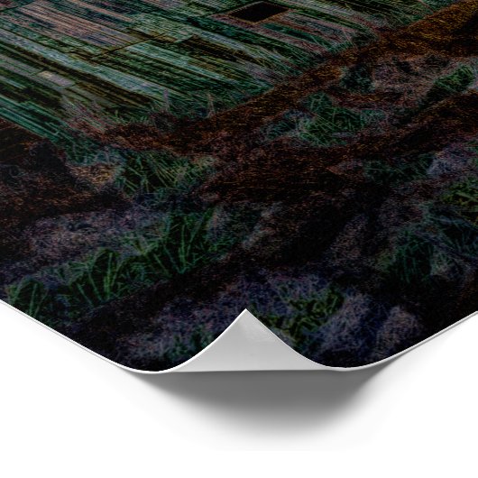 Oude Rustische  Oranje bruine Barn Sunset Poster (Hoek)