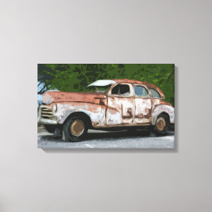Oude Rusty Broken Down Car Canvas