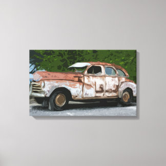 Oude Rusty Broken Down Car Canvas