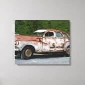 Oude Rusty Broken Down Car Canvas Afdruk (Voorkant)