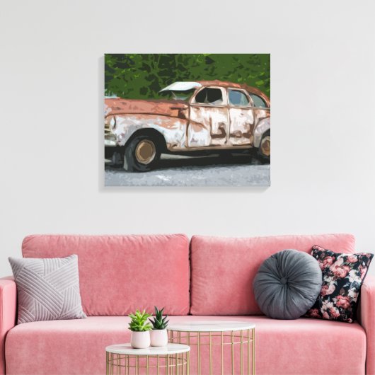 Oude Rusty Broken Down Car Canvas Afdruk (Insitu (Woonkamer))