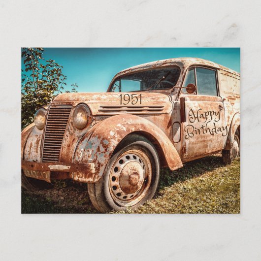 Oude Rusty Car Year of Birth 1951 Happy Birthday Briefkaart (Voorkant)