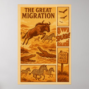 Oude Safari Strip - De Grote Trek Poster