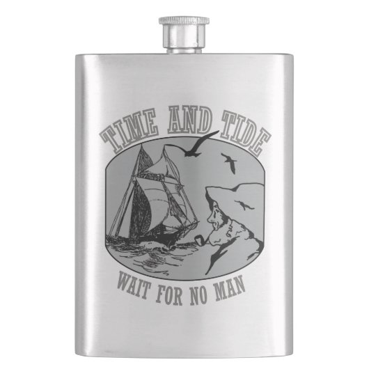 Oude Sailors Time and Tide Classic Flask Heupfles (Voorkant)