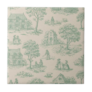 Oude saliegroene boerderij toile landschap tegeltje