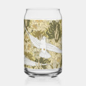 Oude Saliegroene Duif & Lelie Bloempatroon Blikvorm Glas (Achterkant)