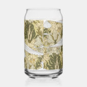 Oude Saliegroene Duif & Lelie Bloempatroon Blikvorm Glas (Rechts)