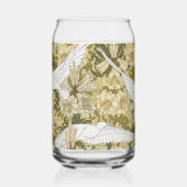 Oude Saliegroene Duif & Lelie Bloempatroon Blikvorm Glas (Links)