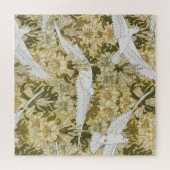 Oude Saliegroene Duif & Lelie Bloempatroon Legpuzzel (Horizontaal)