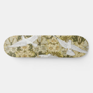 Oude Saliegroene Duif & Lelie Bloempatroon Persoonlijk Skateboard
