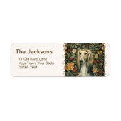 Oude Saluki in de stijl van William Morris Etiket (Voorkant)