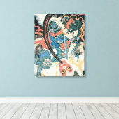 Oude Samoerai doden een monster schilderij Canvas Afdruk (Insitu (Houten vloer))